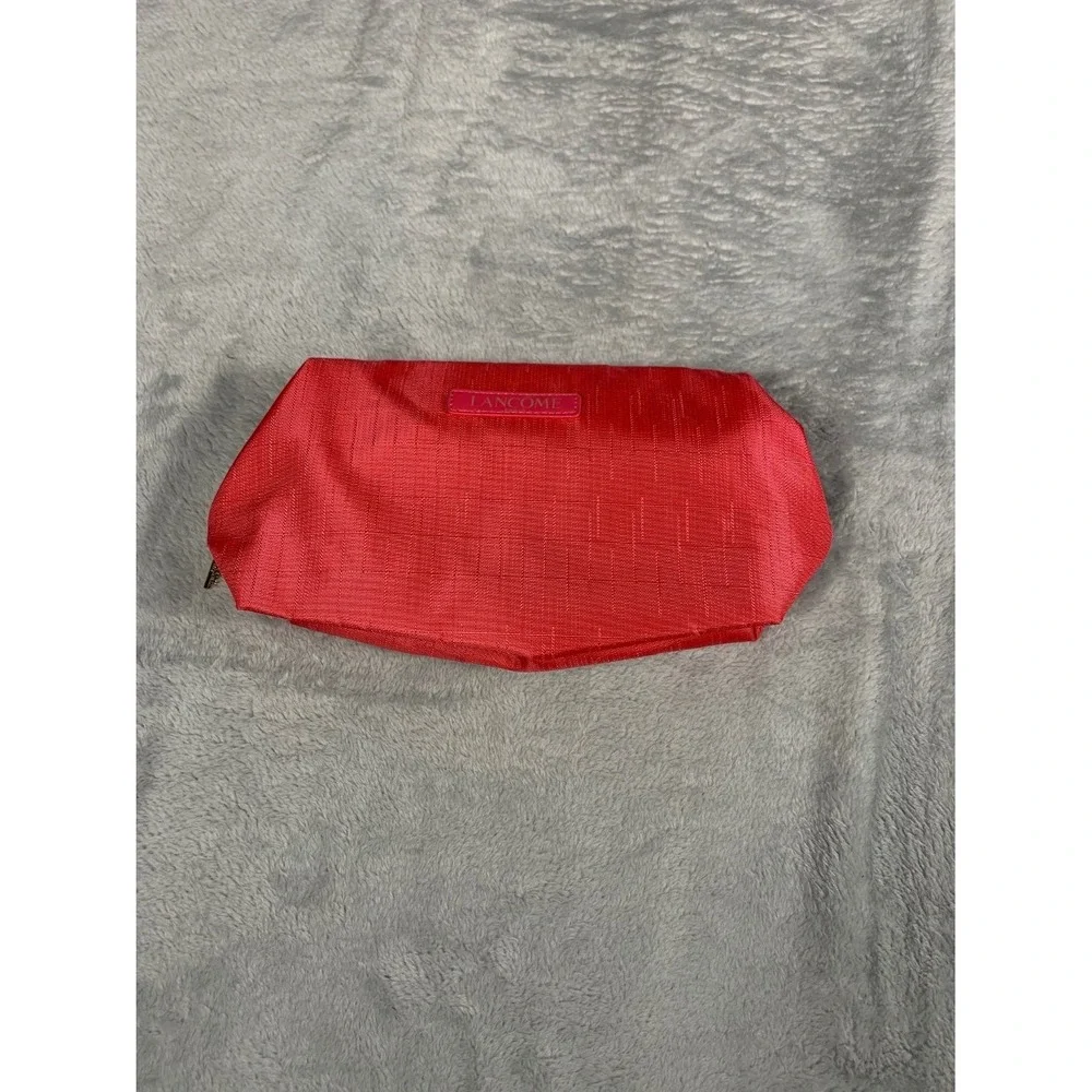Lancôme Makeup Bag Medium Red Polyester Textured Woven Exterior